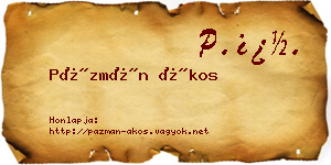 Pázmán Ákos névjegykártya
