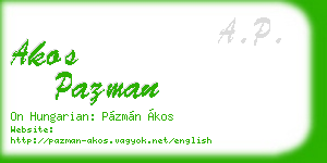 akos pazman business card